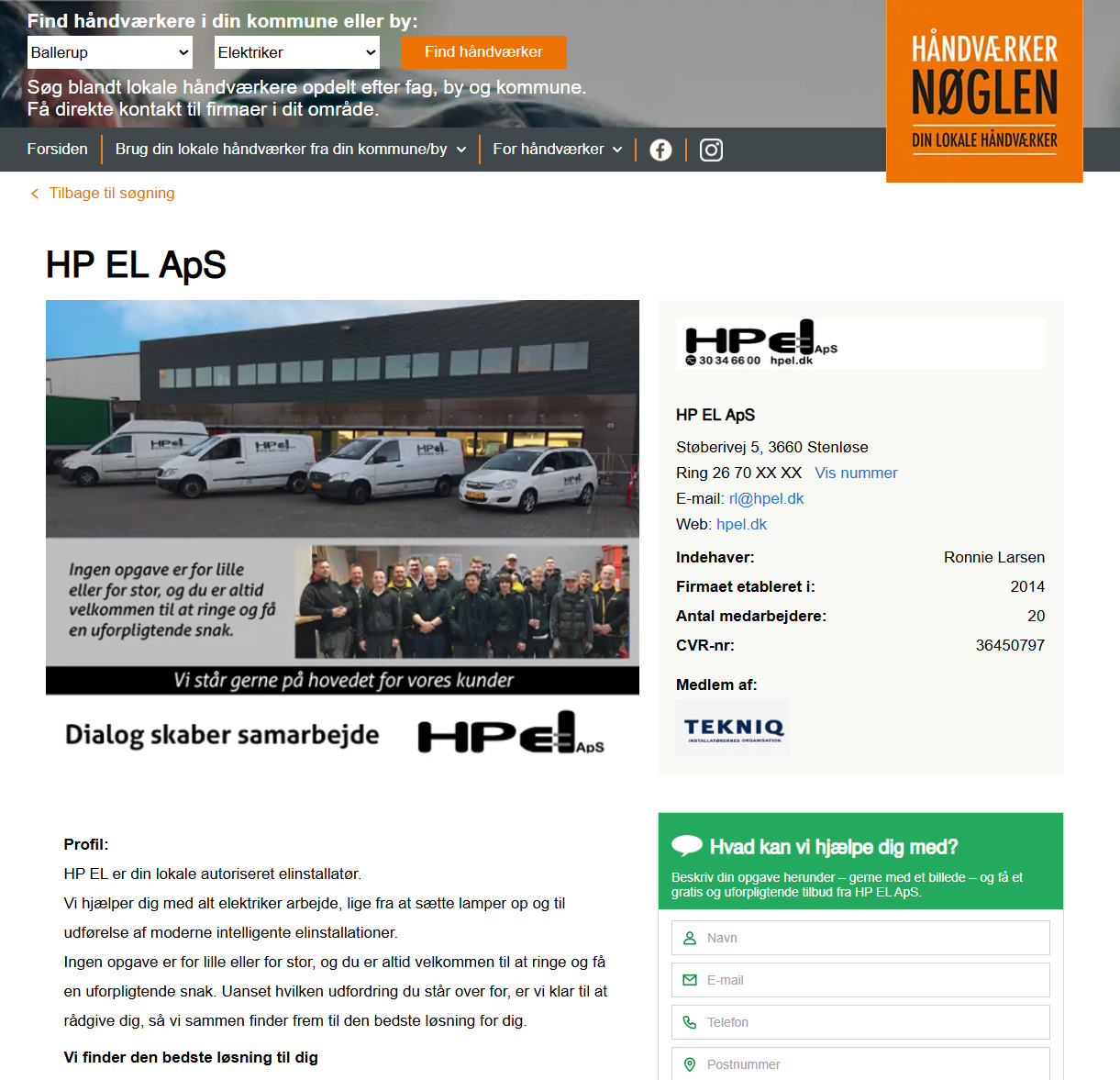 Skærmbillede af Håndværkernøglen