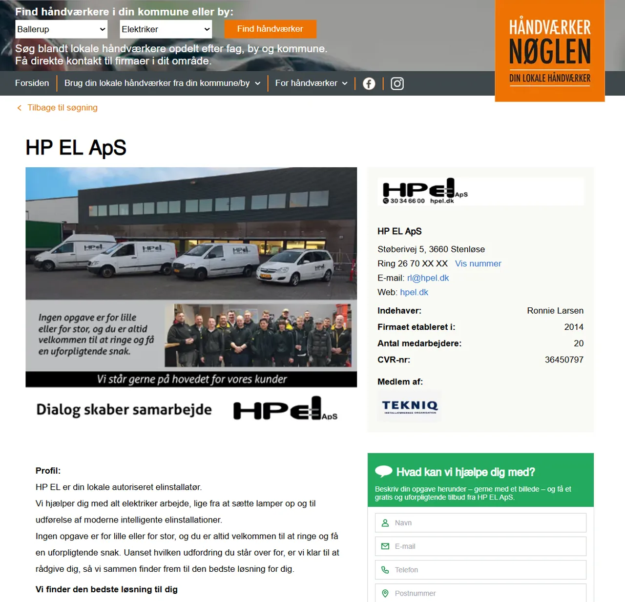 Skærmbillede af Håndværkernøglen